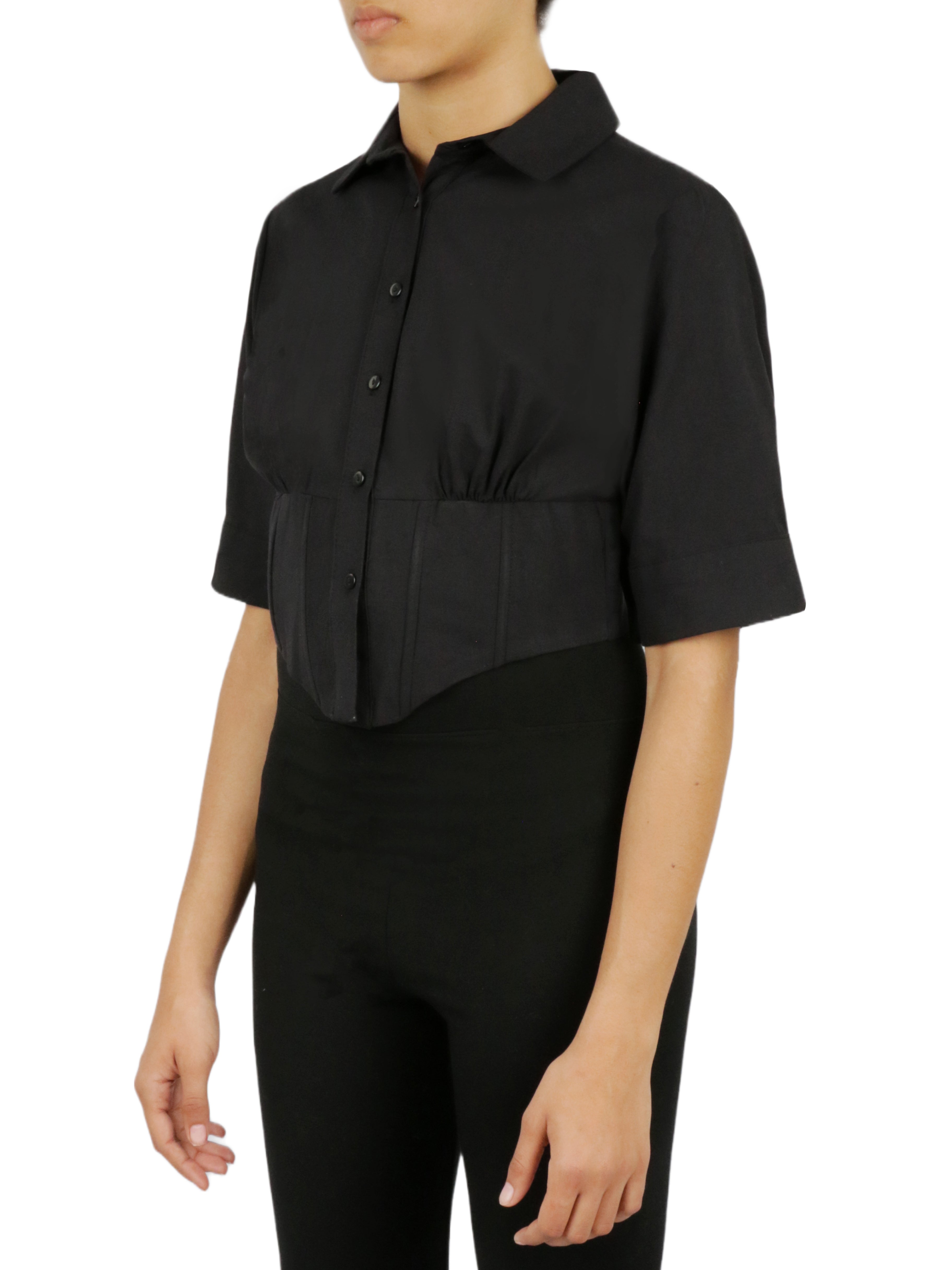 Cropped Corseted Shirt