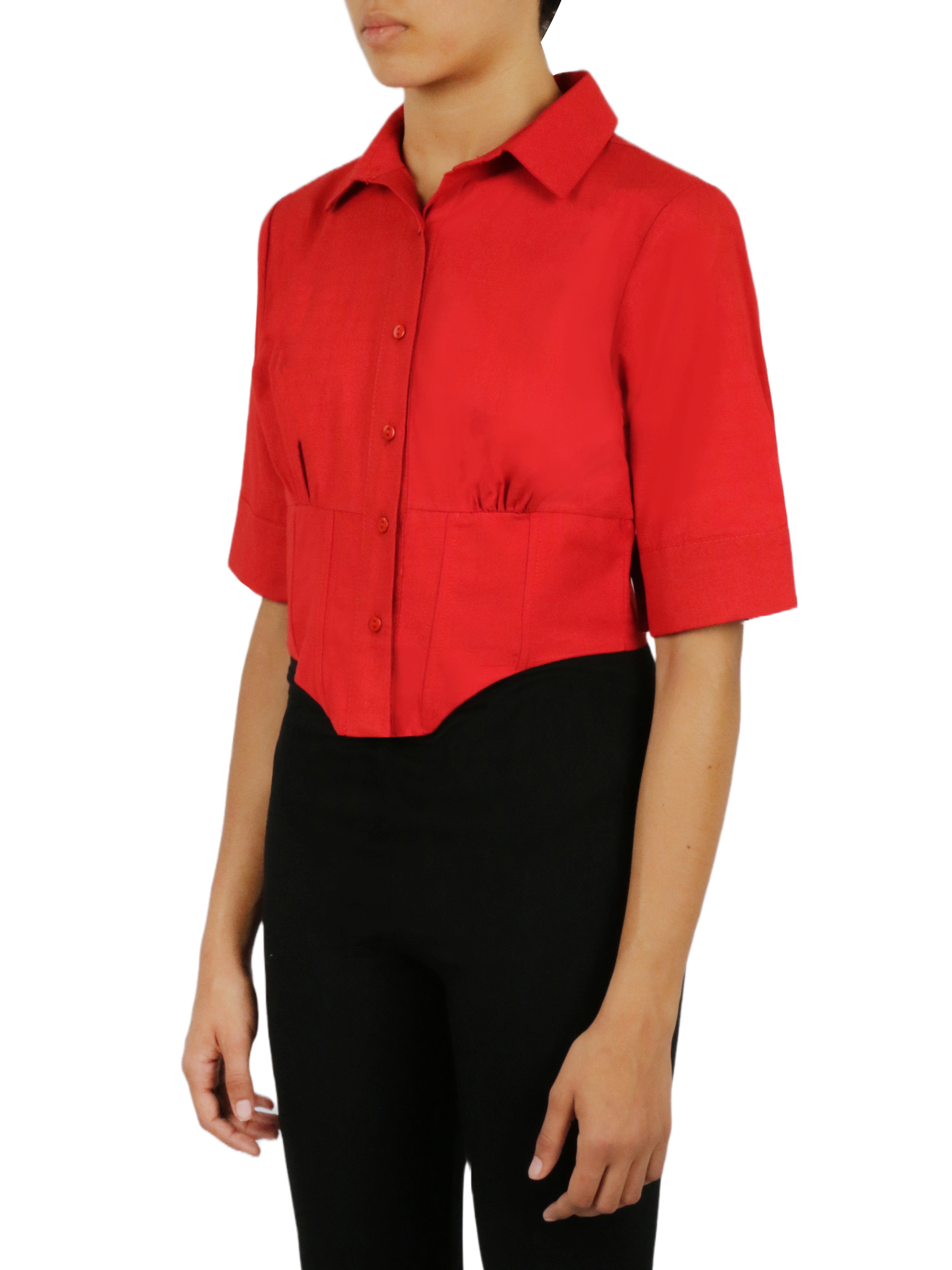 Cropped Corseted Shirt