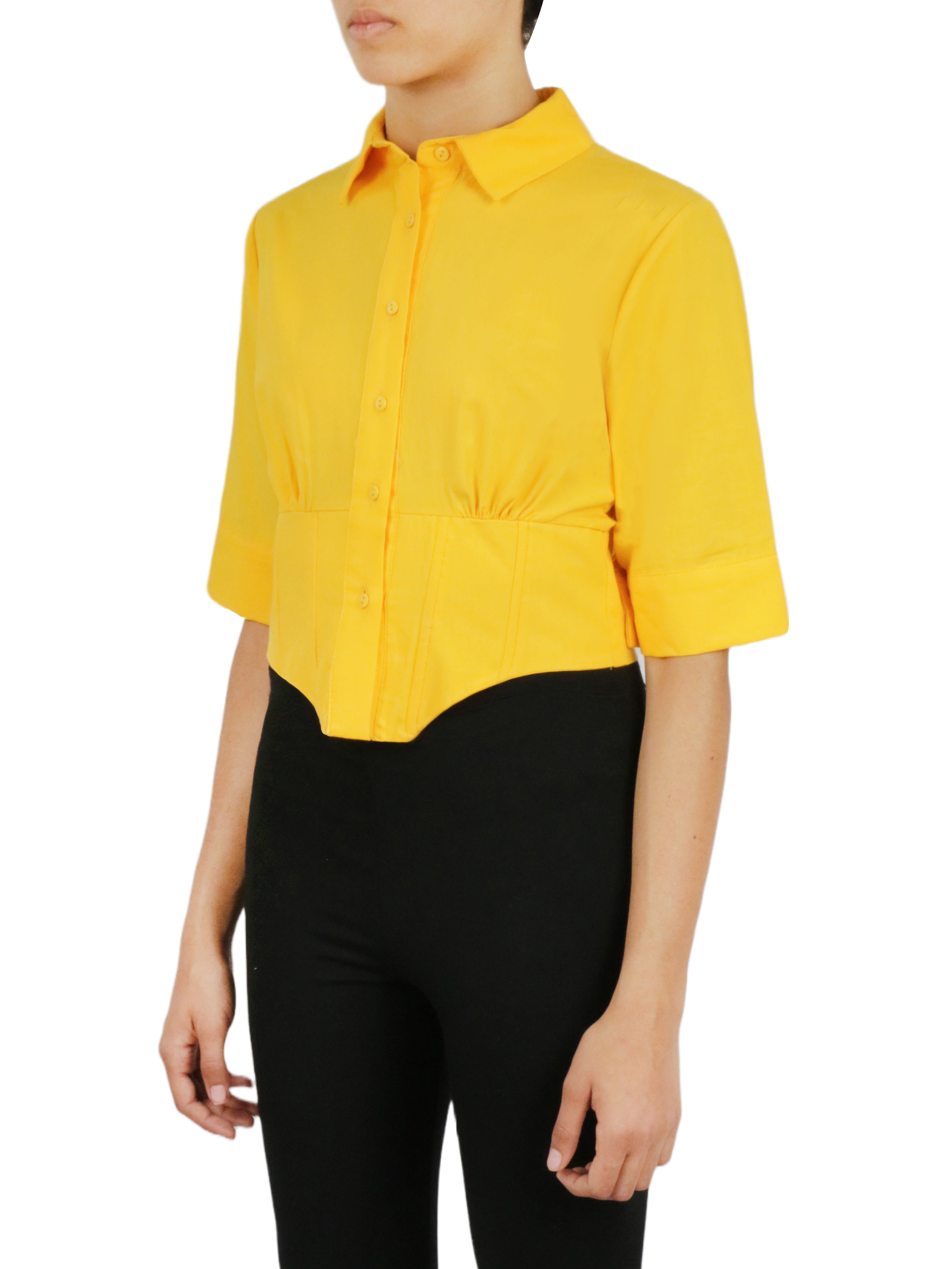 Cropped Corseted Shirt