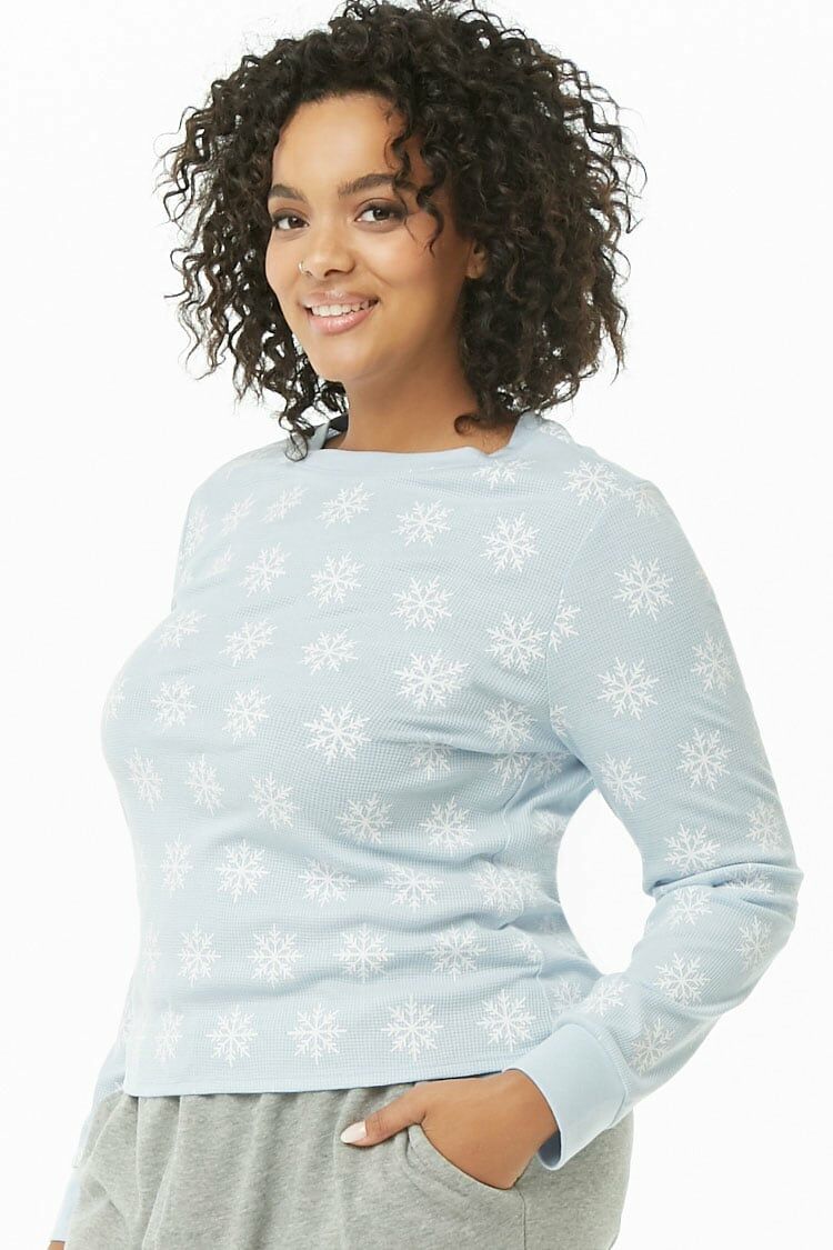 Plus Size Snowflake Print Thermal