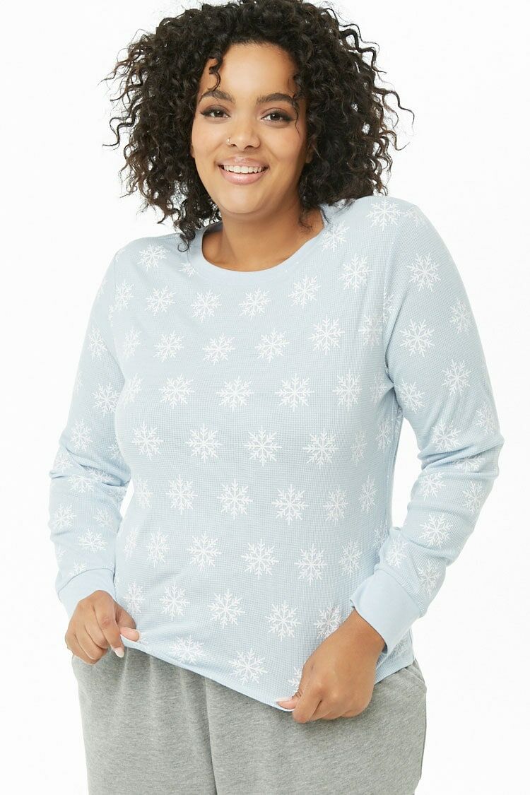 Plus Size Snowflake Print Thermal