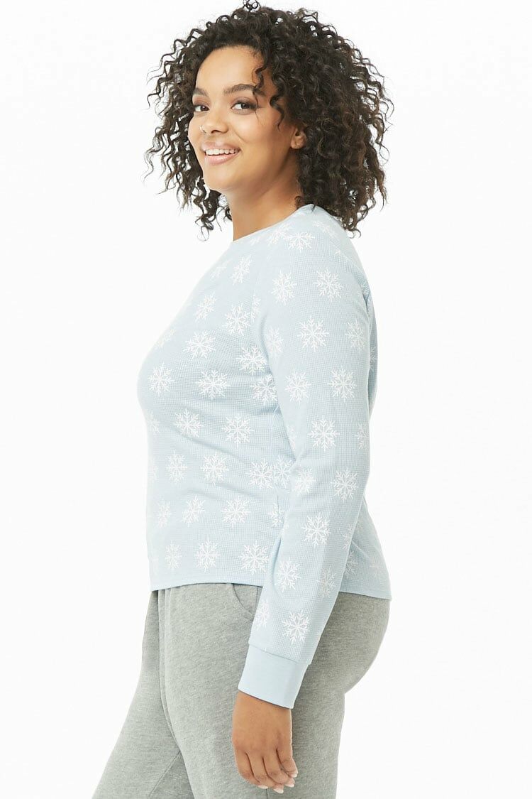 Plus Size Snowflake Print Thermal
