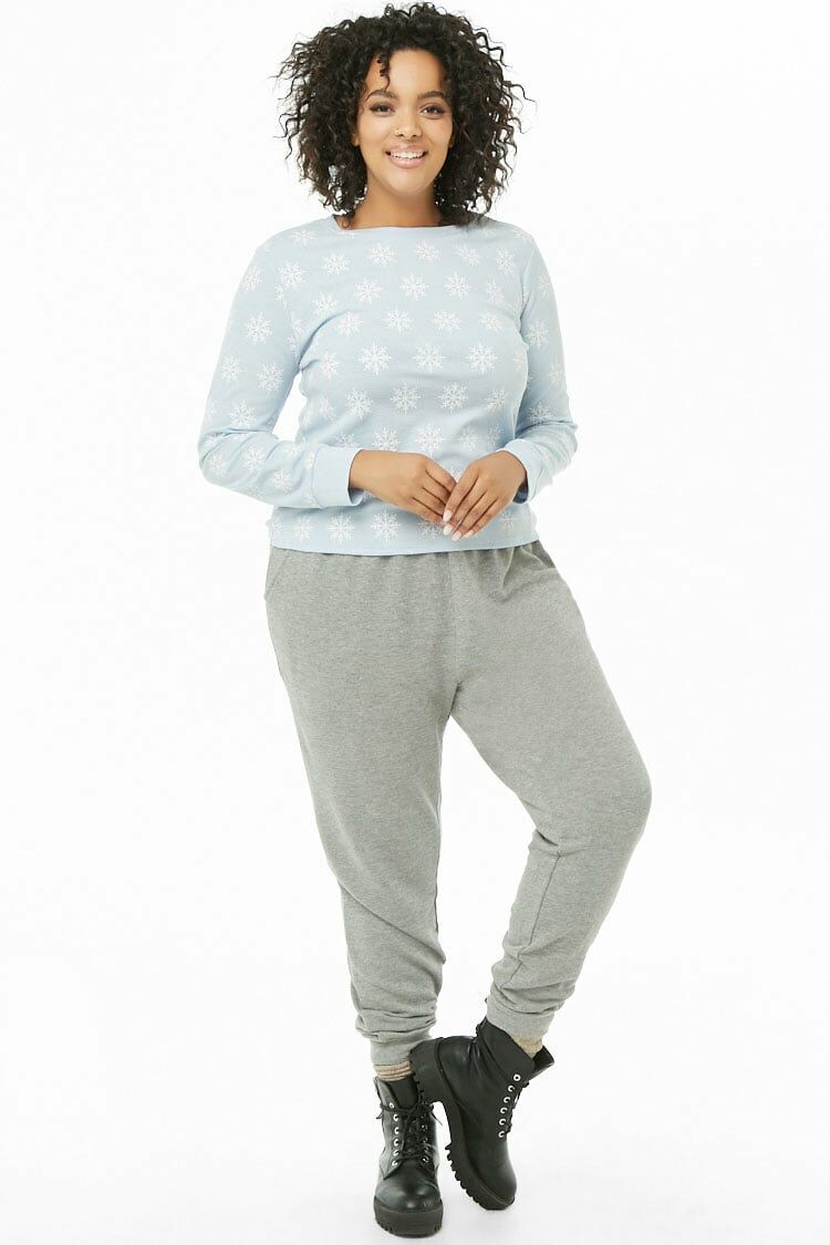 Plus Size Snowflake Print Thermal