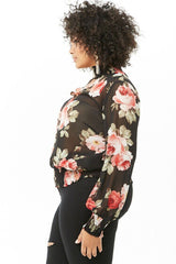 Plus Size Chiffon Floral Top