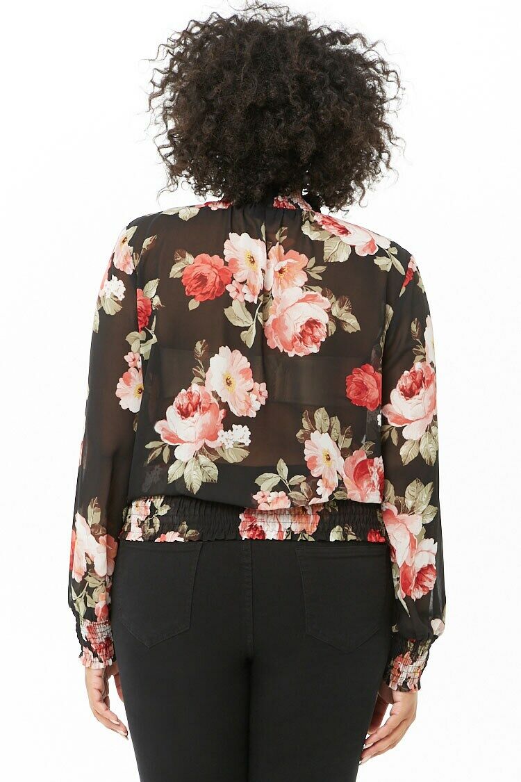 Plus Size Chiffon Floral Top