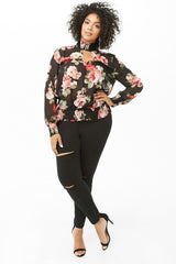 Plus Size Chiffon Floral Top