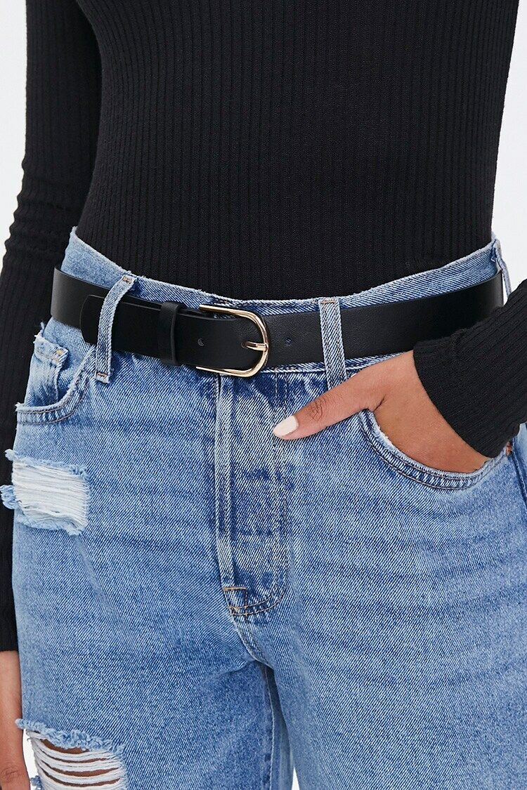 Faux Leather Buckle Belt