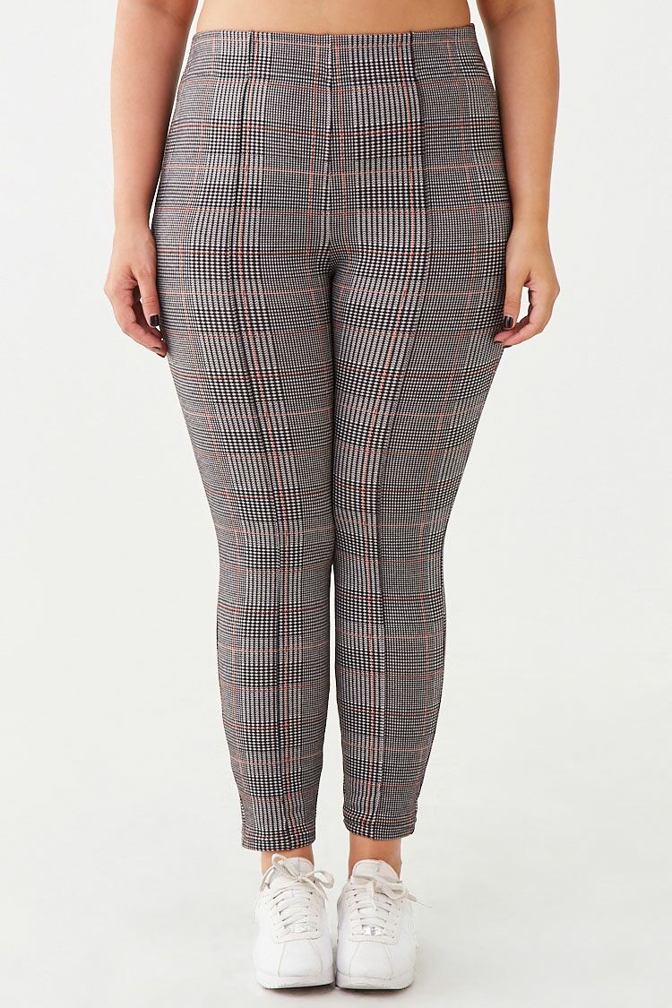 Plus Size Houndstooth Print Leggings