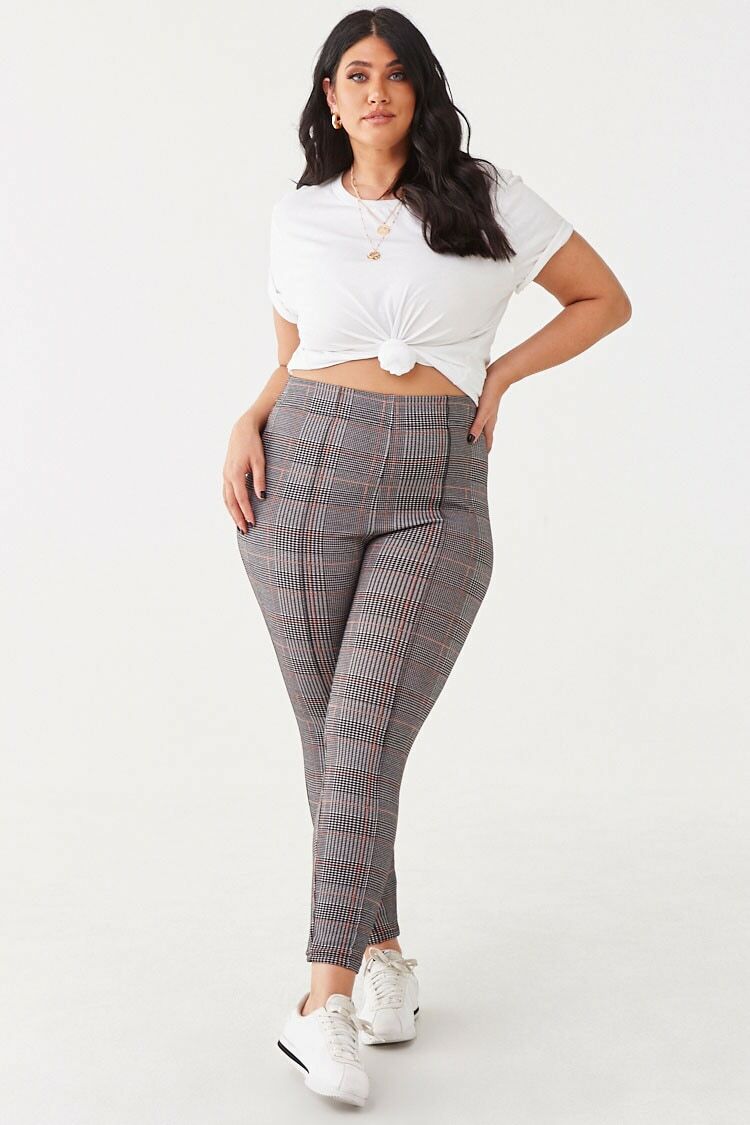 Plus Size Houndstooth Print Leggings