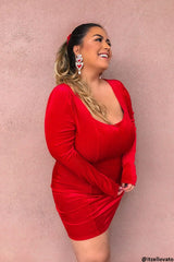Plus Size Ribbed Velvet Dress