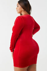 Plus Size Ribbed Velvet Dress