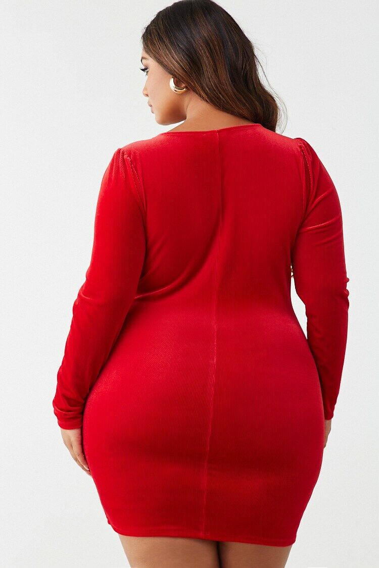 Plus Size Ribbed Velvet Dress