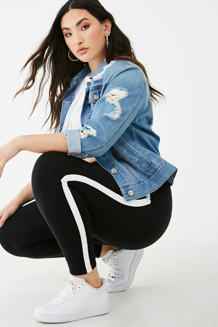 Plus Size Striped-Trim Leggings