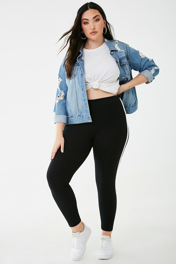 Plus Size Striped-Trim Leggings