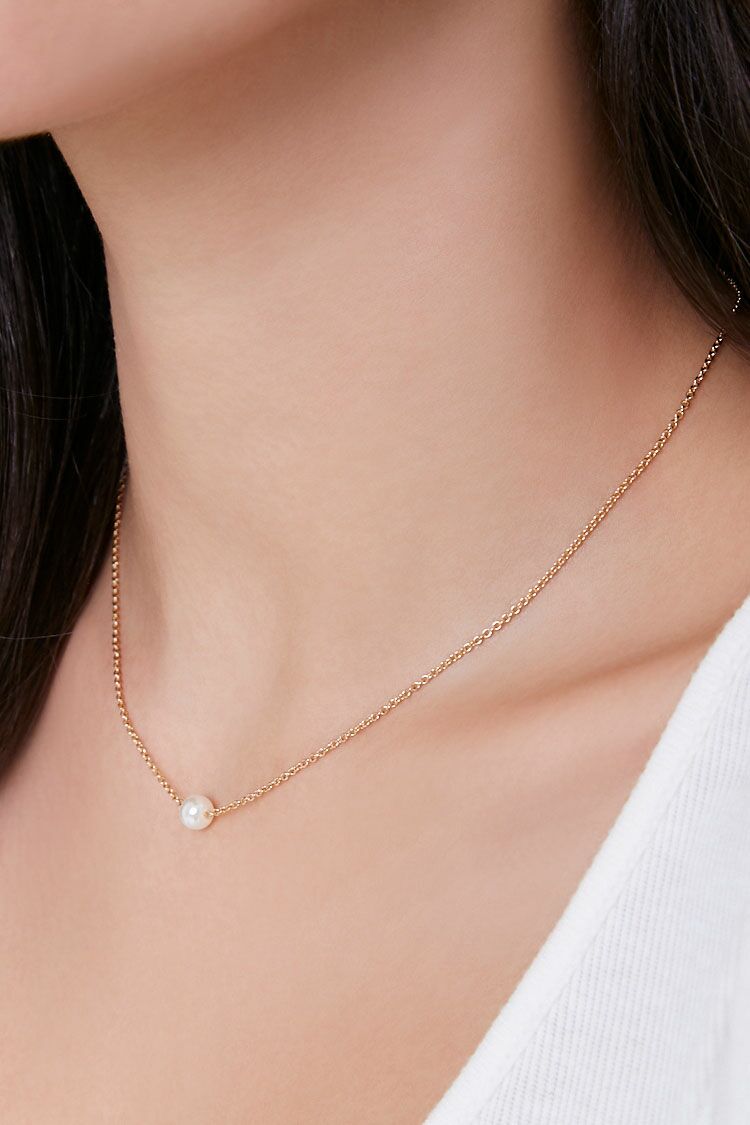 Faux Pearl Charm Necklace