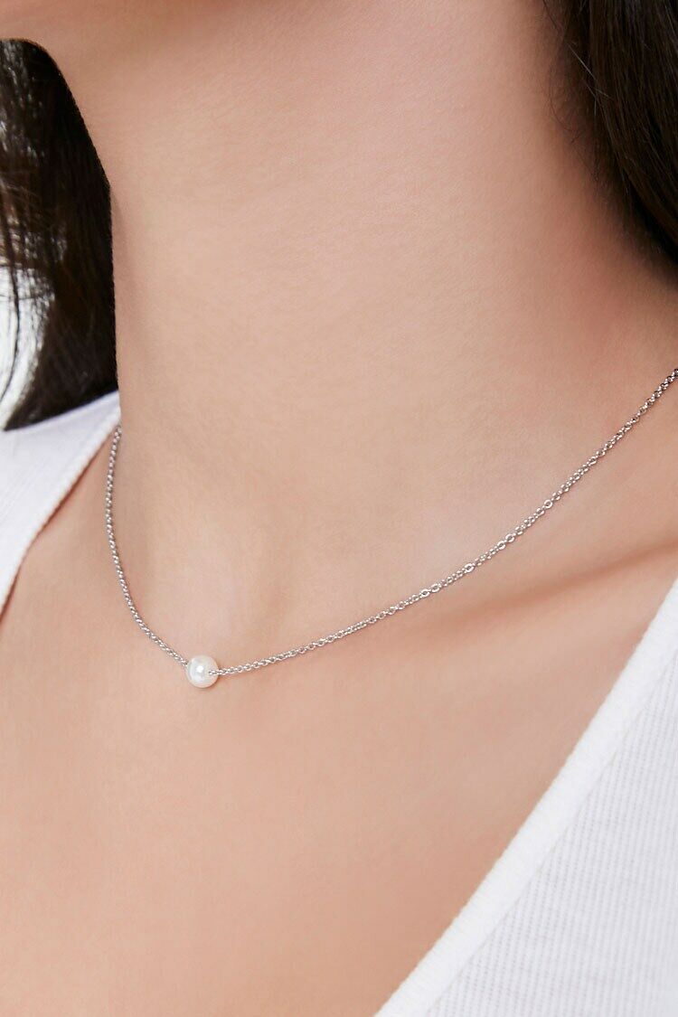 Faux Pearl Charm Necklace