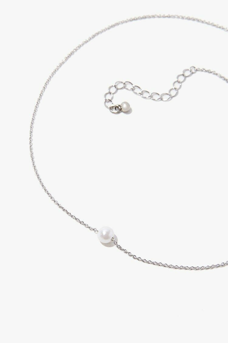Faux Pearl Charm Necklace