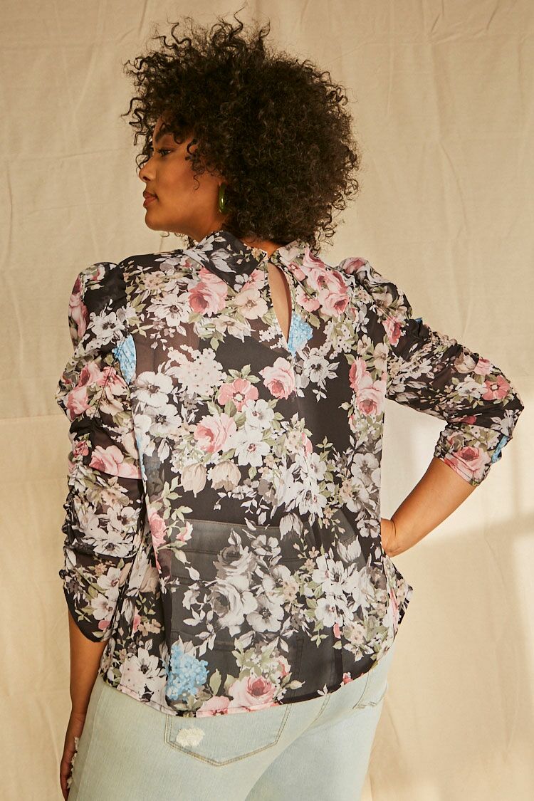 Plus Size Floral Chiffon Top