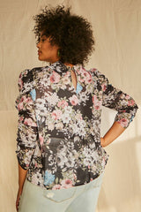 Plus Size Floral Chiffon Top