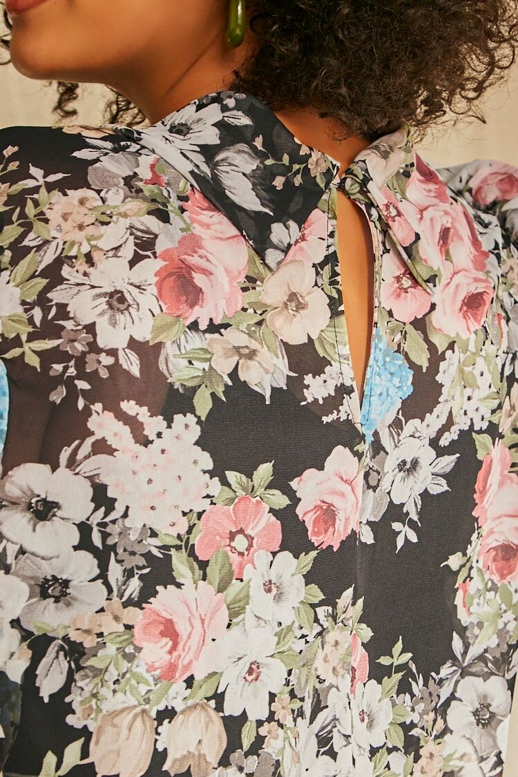 Plus Size Floral Chiffon Top