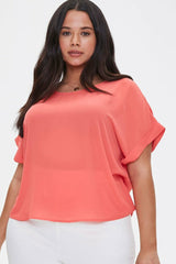 Plus Size Cuffed-Sleeve Top