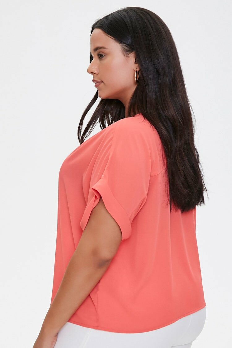 Plus Size Cuffed-Sleeve Top