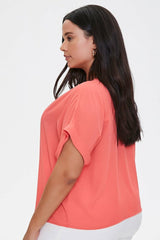 Plus Size Cuffed-Sleeve Top
