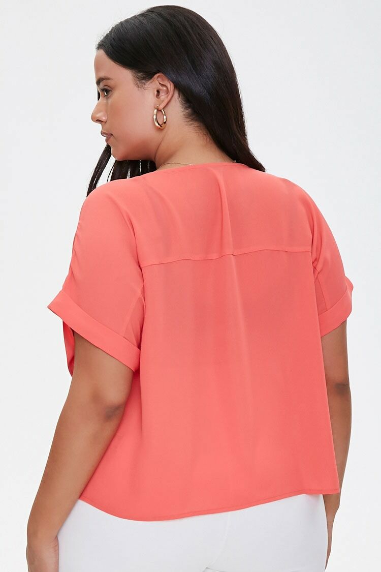 Plus Size Cuffed-Sleeve Top