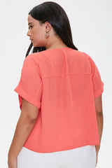 Plus Size Cuffed-Sleeve Top