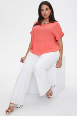 Plus Size Cuffed-Sleeve Top