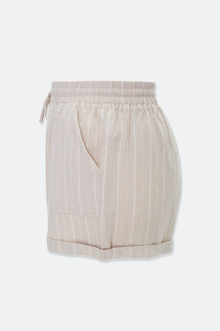 Plus Size Linen-Blend Striped Shorts