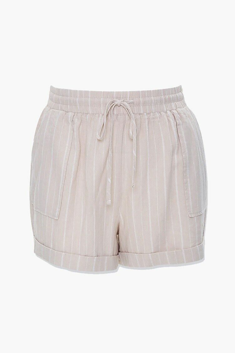 Plus Size Linen-Blend Striped Shorts