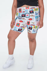Plus Size Loteria Biker Shorts