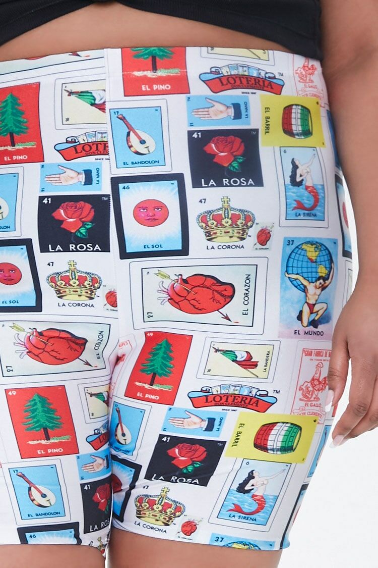 Plus Size Loteria Biker Shorts
