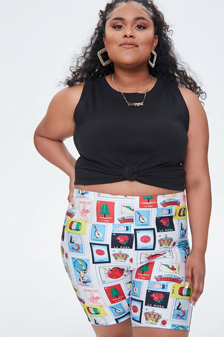 Plus Size Loteria Biker Shorts