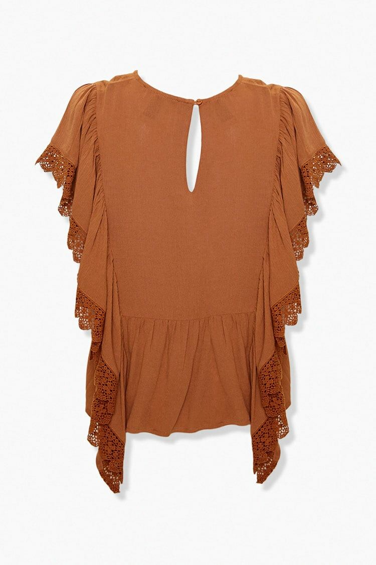 Lace-Trim Angel Sleeve Top