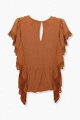 Lace-Trim Angel Sleeve Top
