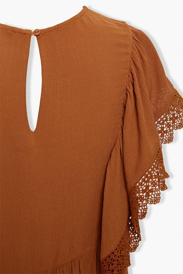 Lace-Trim Angel Sleeve Top