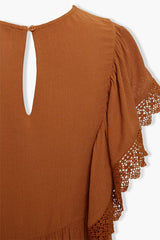 Lace-Trim Angel Sleeve Top