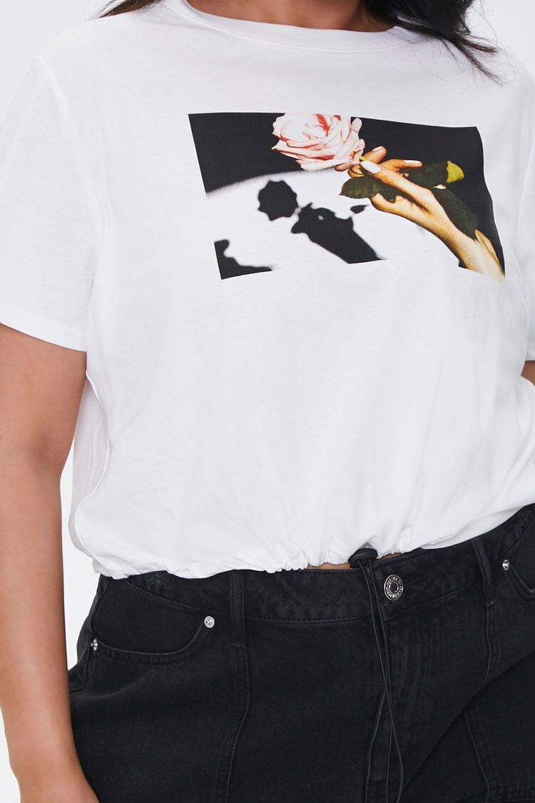 Plus Size Rose Graphic Toggle Tee