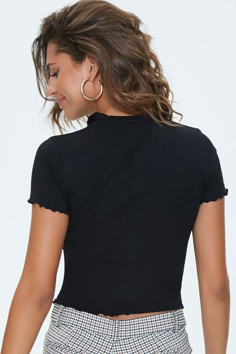 Ribbed Lettuce-Edge Polo Shirt