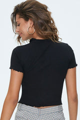 Ribbed Lettuce-Edge Polo Shirt