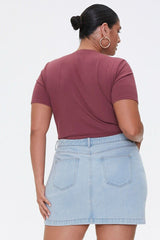 Plus Size Ribbed Surplice Bodysuit