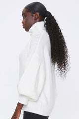 Turtleneck Balloon-Sleeve Sweater
