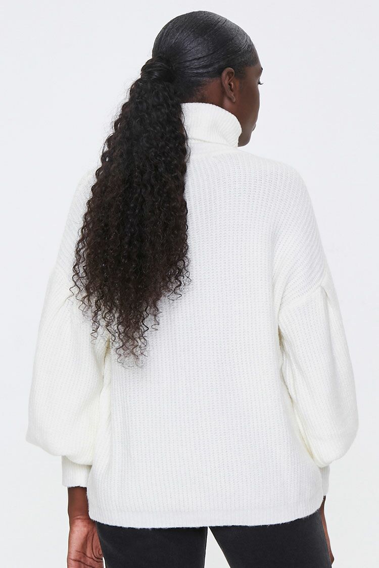 Turtleneck Balloon-Sleeve Sweater