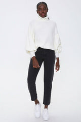 Turtleneck Balloon-Sleeve Sweater