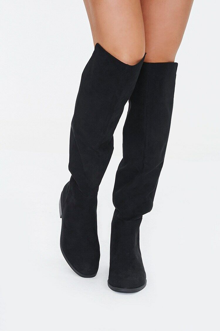 Faux Suede Knee-High Boots