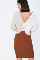 Colorblock Twist-Front Dress