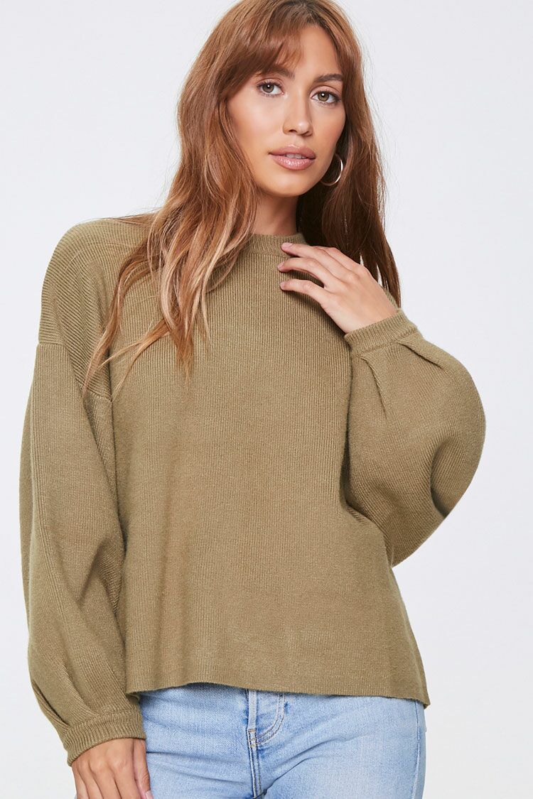 Ribbed Drop-Sleeve Sweater