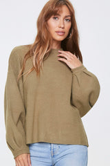Ribbed Drop-Sleeve Sweater